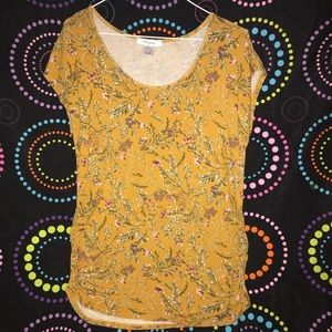 Gold Floral Knit Top Size Large